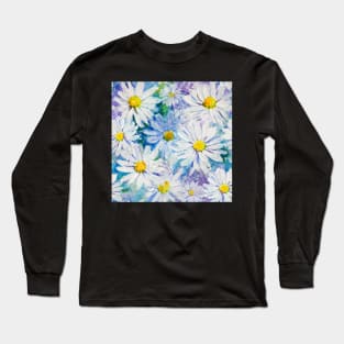 Wild Daisies Mixed Media pattern Long Sleeve T-Shirt